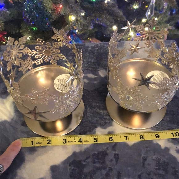 Bath & Body Works Other - Set of Snowflake Sparkle 3-Wick Candle Holders